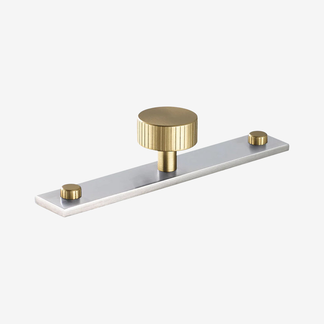 MIX Straight Knurled Cabinet Knob & Backplate - Split Finish
