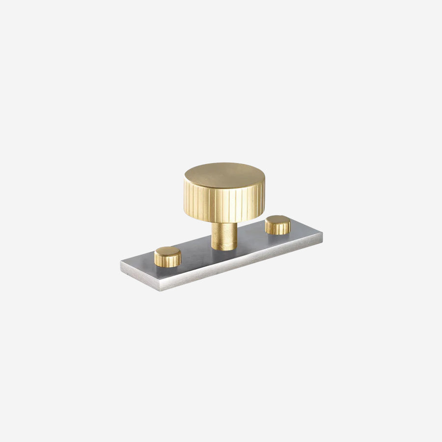 MIX Straight Knurled Cabinet Knob & Backplate - Split Finish