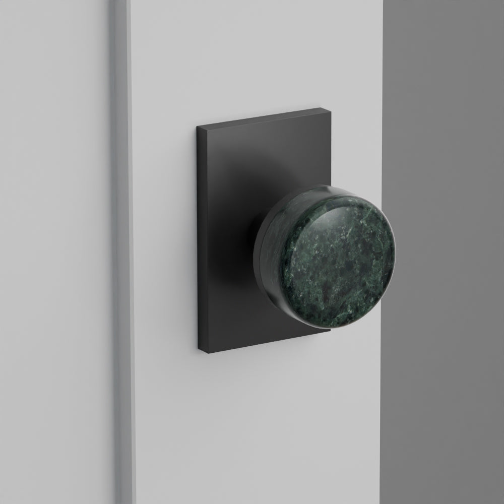 Green Marble Door Knob on Modern Rectangular Rosette San Diego Hardware