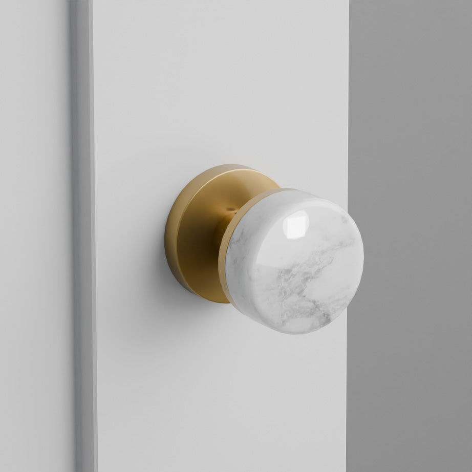 White Marble Door Knob on Disk Rosette