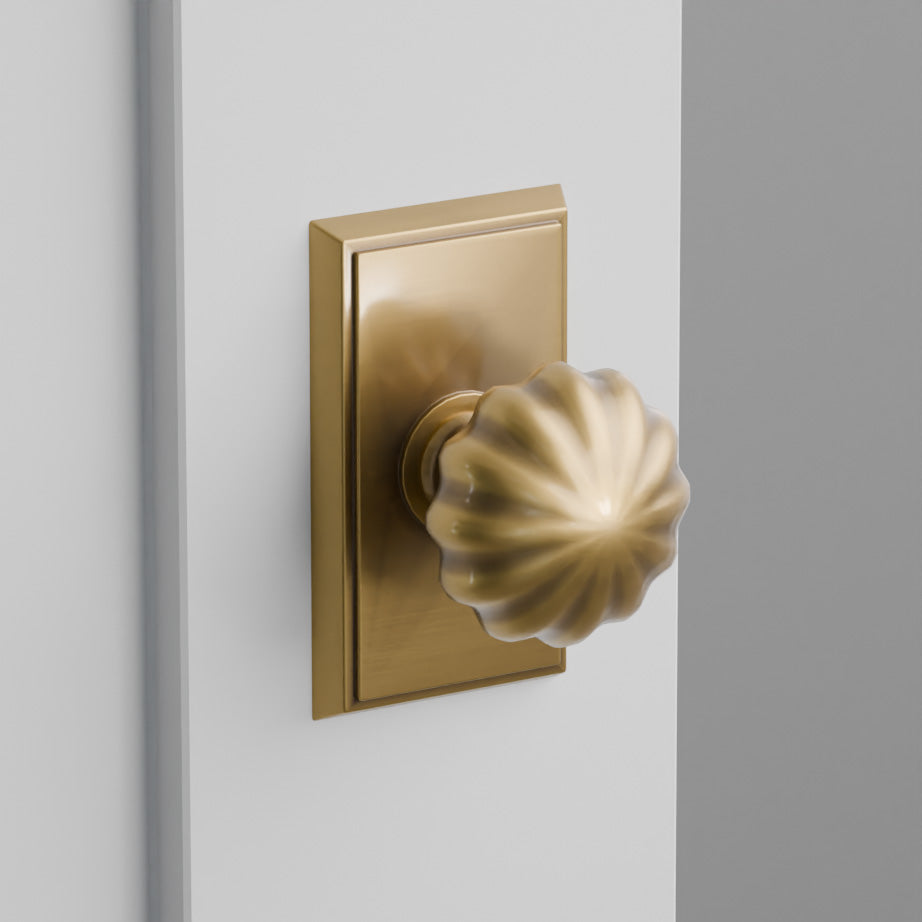 Melon Door Knob on Rectangular Rosette
