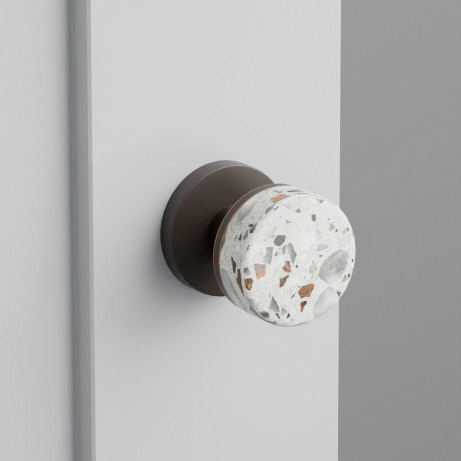 Light Terrazzo Door Knob on Disk Rosette