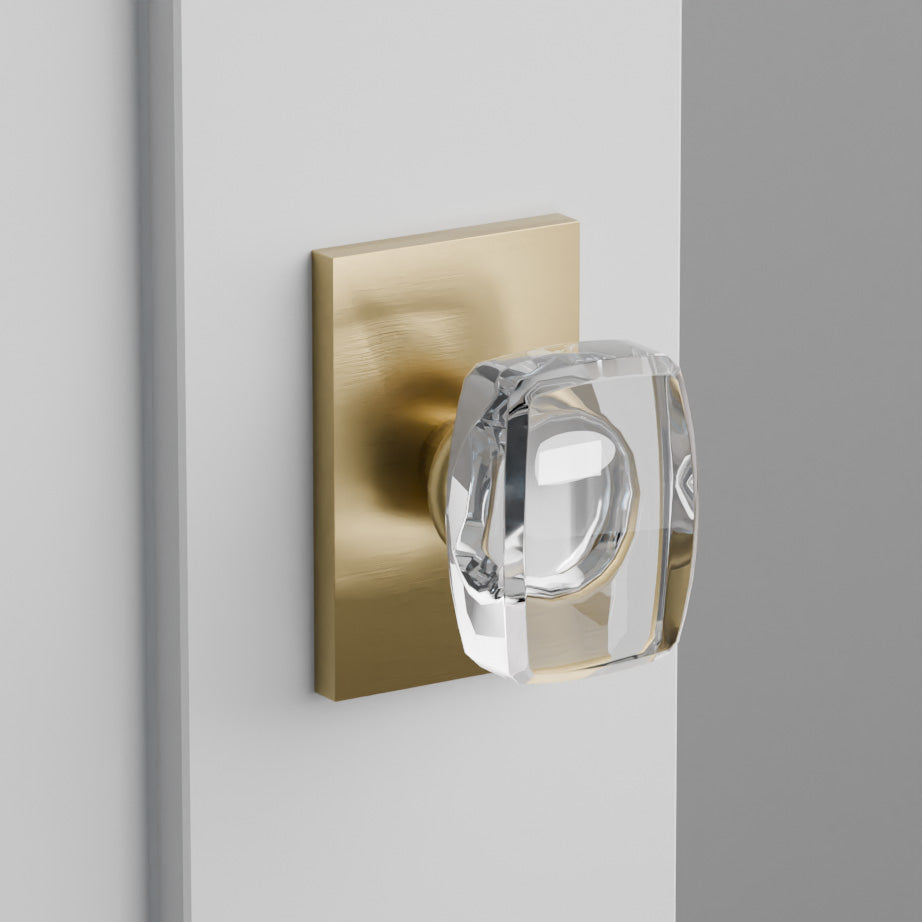Windsor Crystal Door Knob on Modern Rectangular Rosette