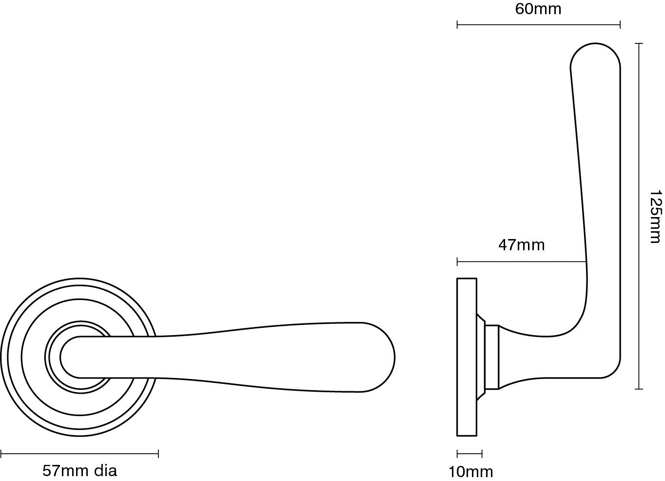 Elegance Door Lever on Raised Edge Covered Rose