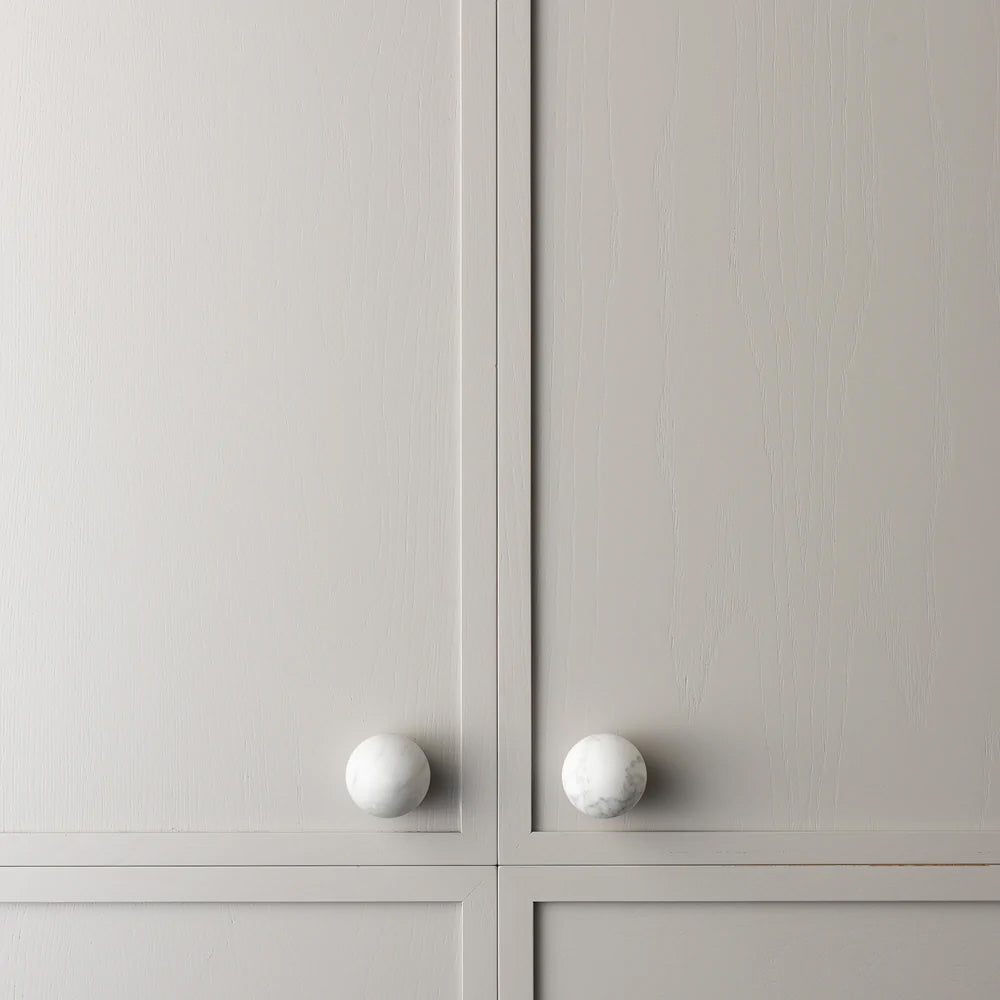White Carrara Marble Hubble Cabinet Knob