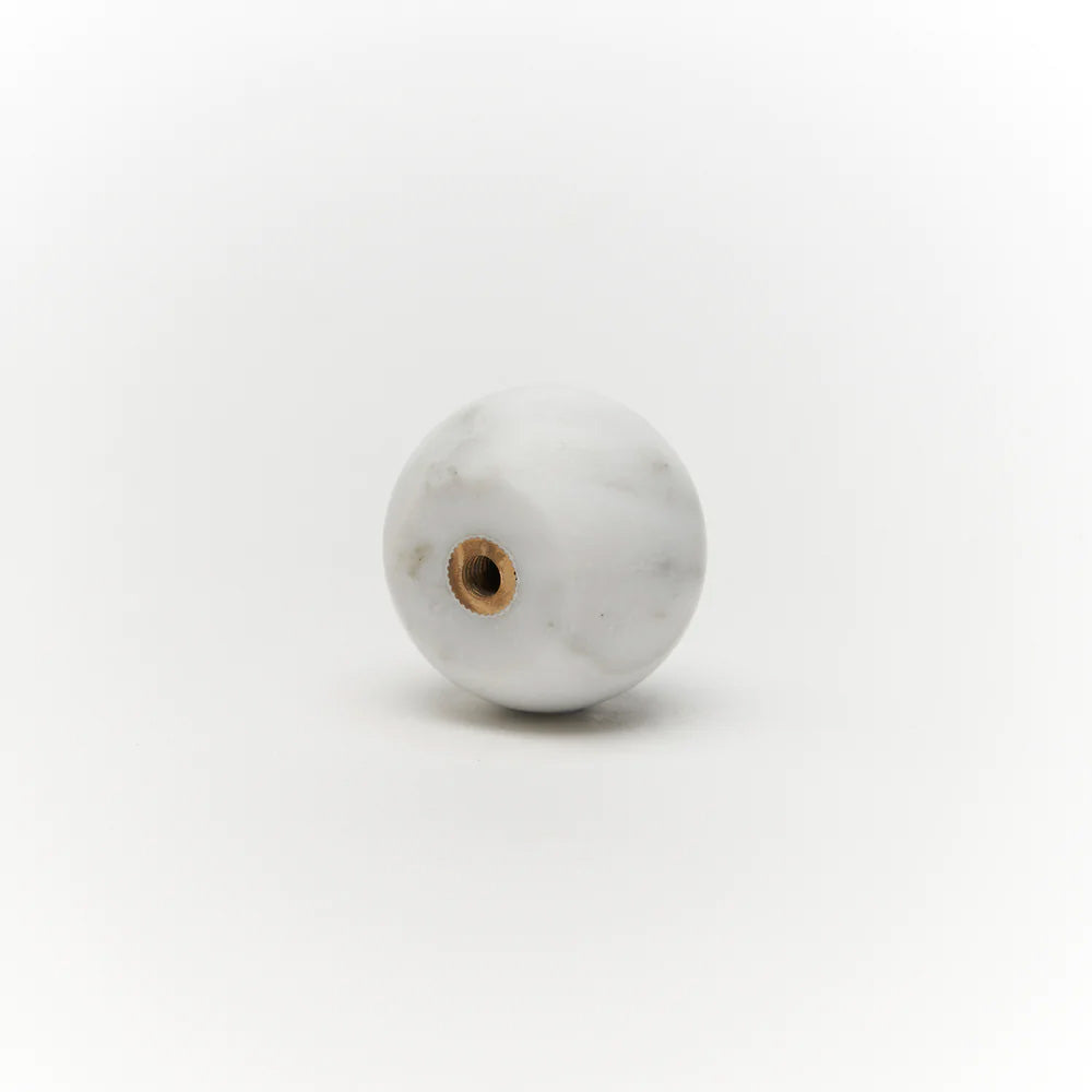White Carrara Marble Hubble Cabinet Knob