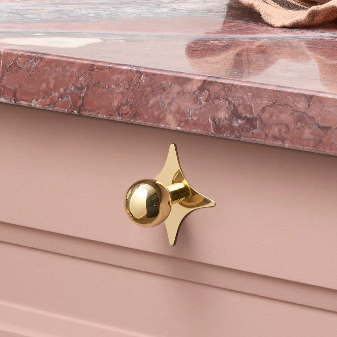 Bobbin Rounded Cabinet Knob with Star Backplate