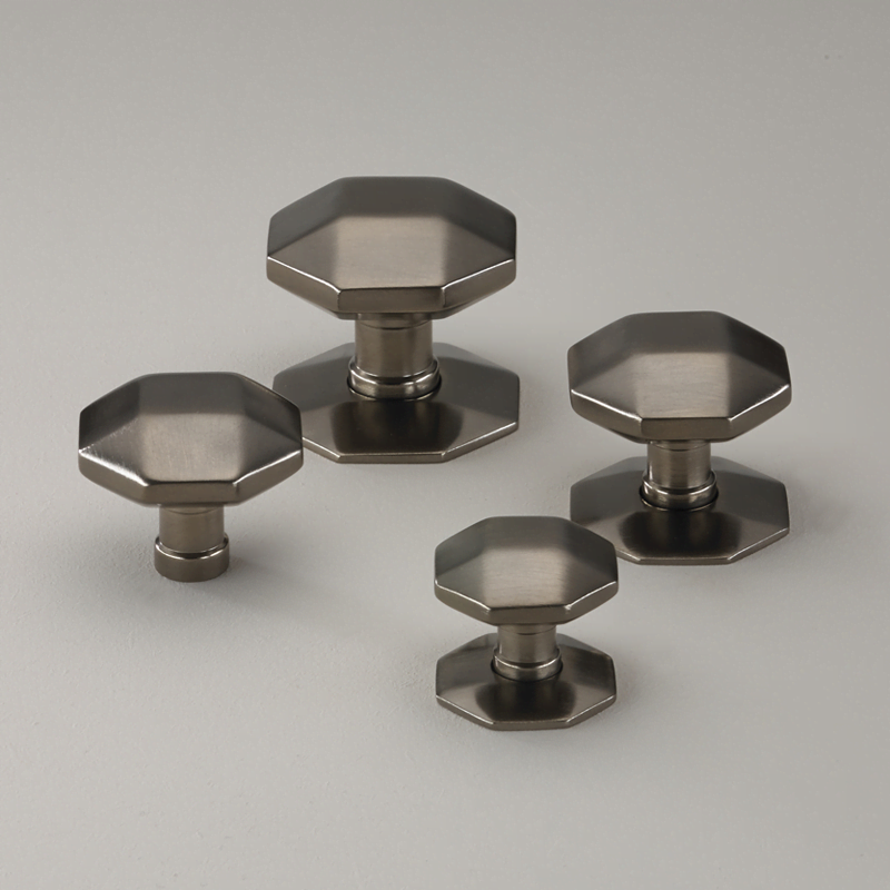 Octagonal Facetted 0684 Cabinet Knob on Rose