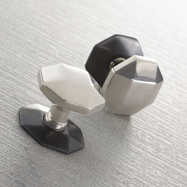 Octagonal Facetted 0684 Cabinet Knob on Rose