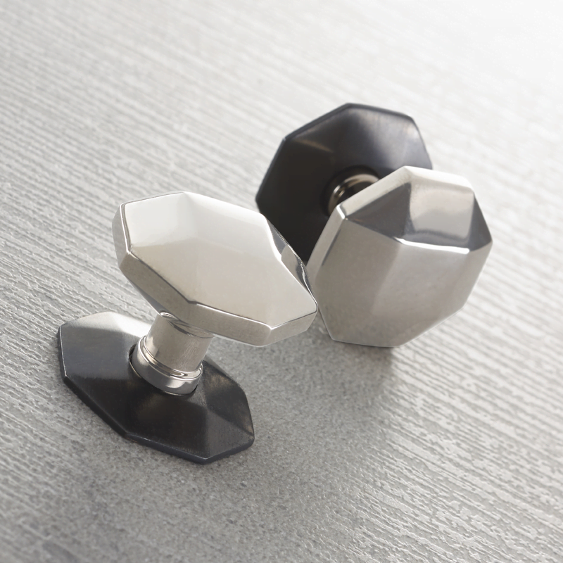 Octagonal Facetted 0684 Cabinet Knob on Rose