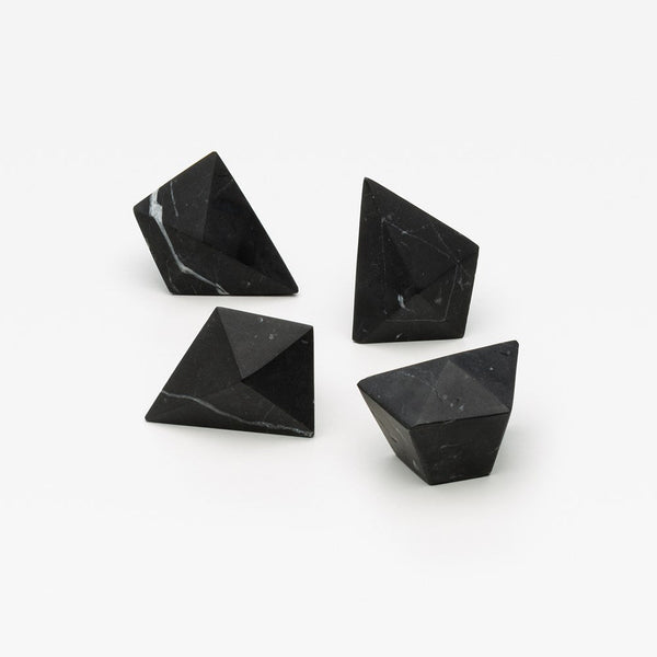 Black Marble Prism Cabinet Knob