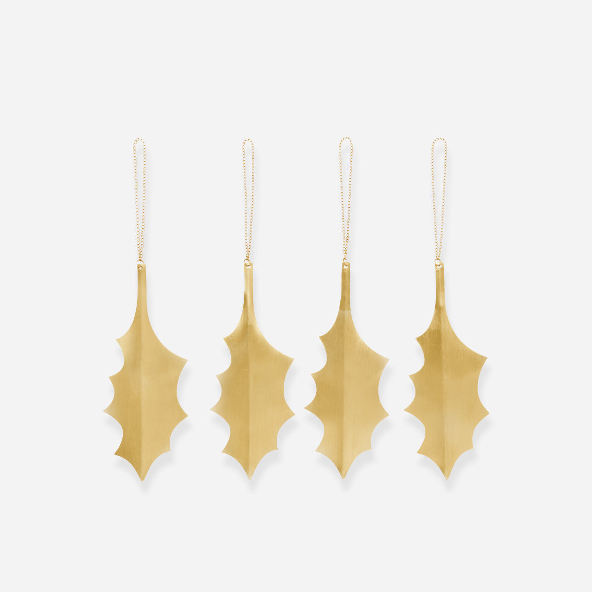 Holly Leaf Brass Ornaments [Set of 4]