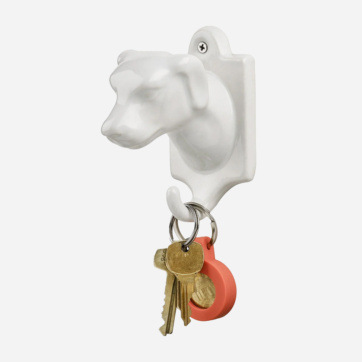 White Ceramic Dog Hook