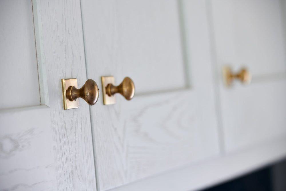 Jones Mushroom Cabinet Knob on Square Backplate