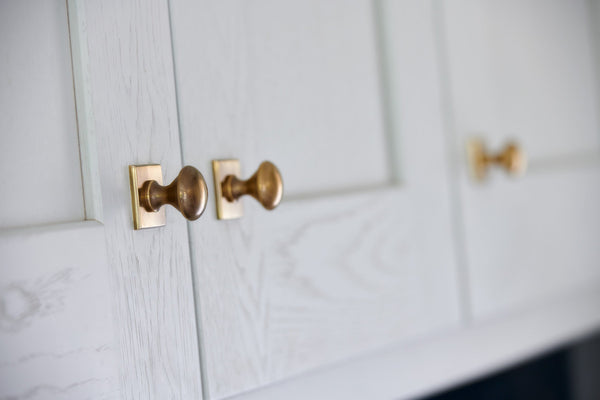 Jones Mushroom Cabinet Knob on Square Backplate