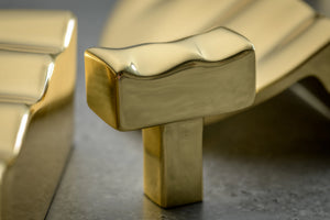 Darwin Waved Cabinet Knob, Solid Brass