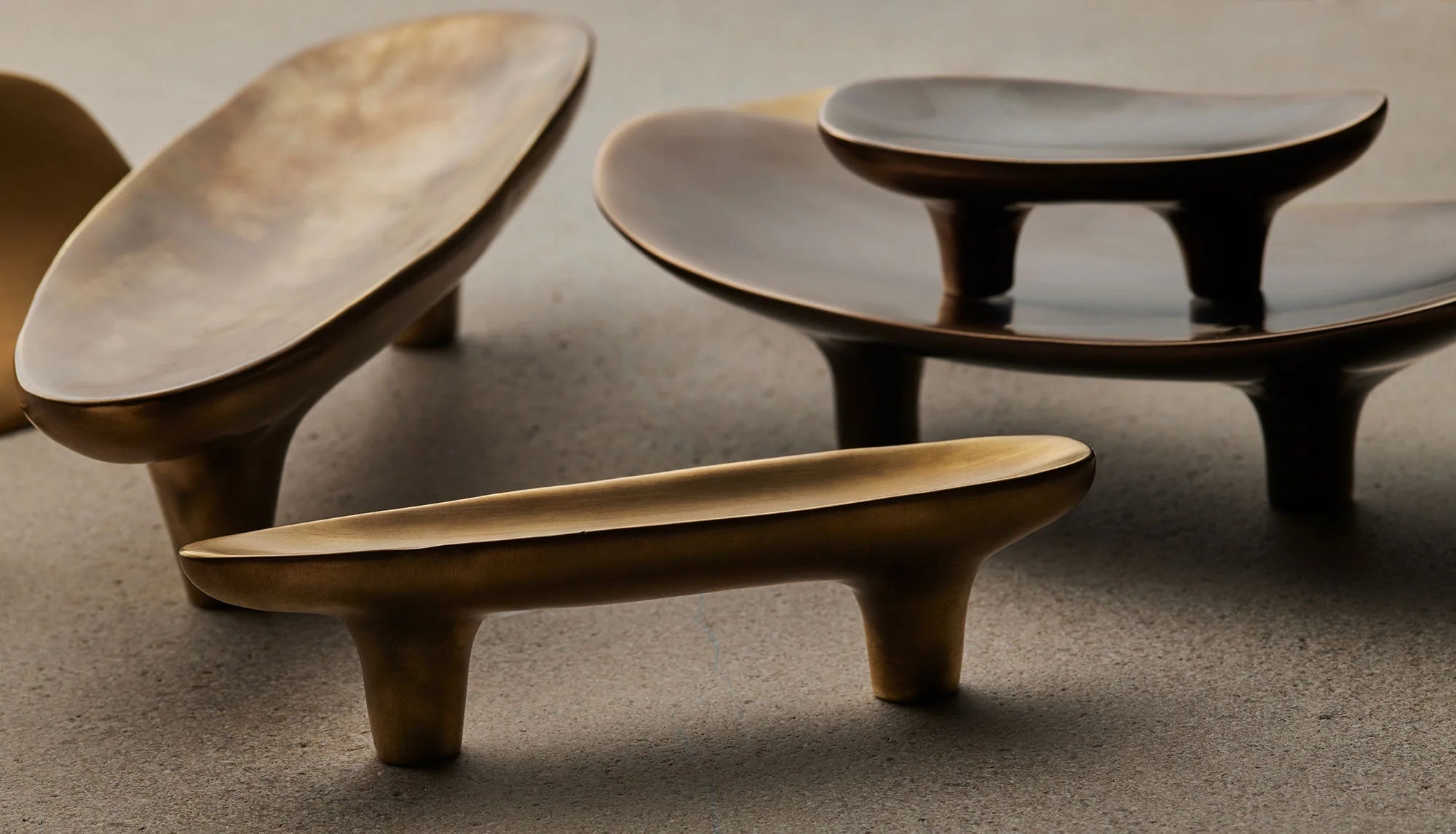 Darwin Oyster Small Cabinet Pull, Solid Bronze