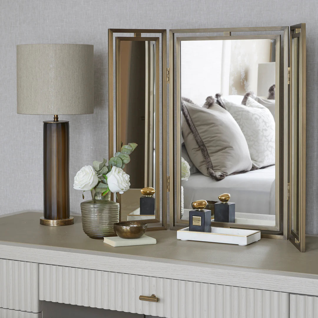 Claremont Solid Brass Paneled Dressing Table Mirror