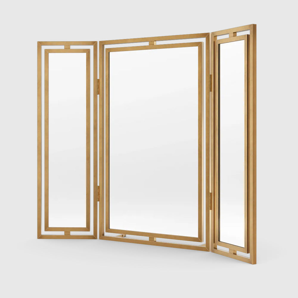 Claremont Solid Brass Paneled Dressing Table Mirror