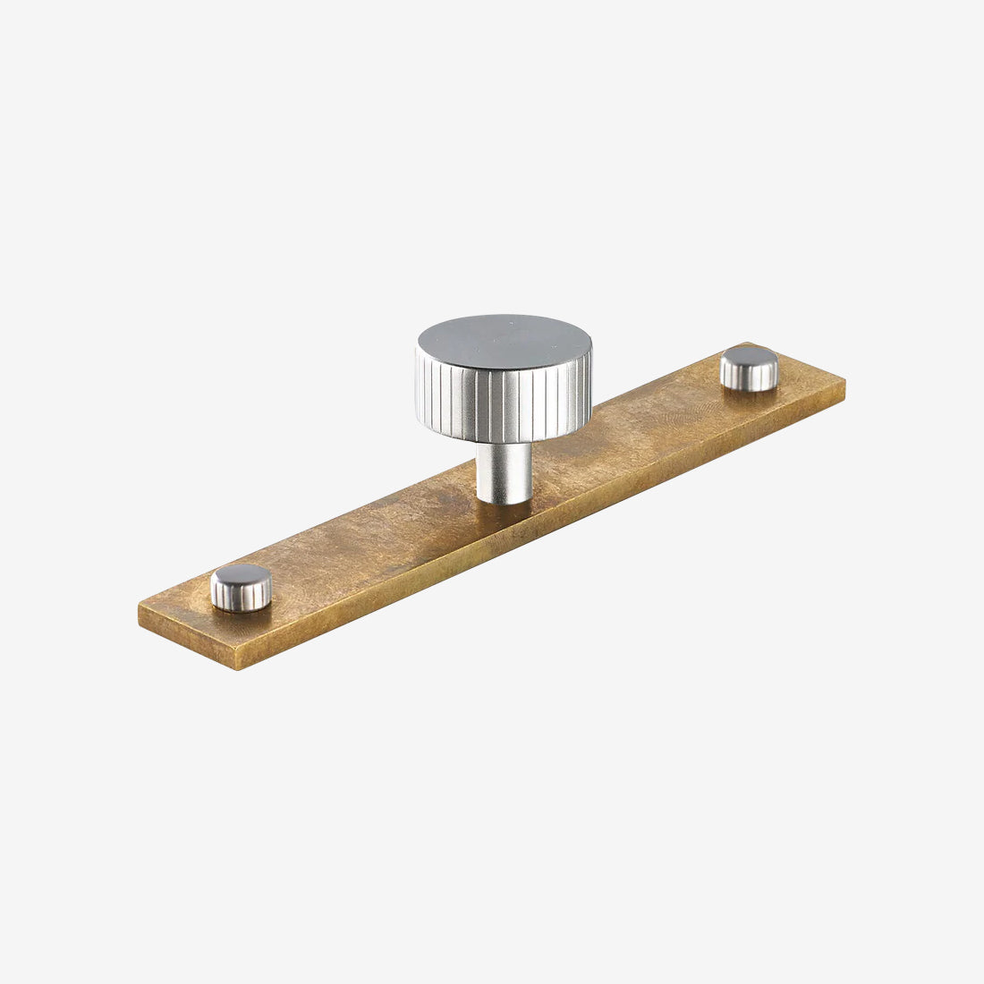 MIX Straight Knurled Cabinet Knob & Backplate - Split Finish