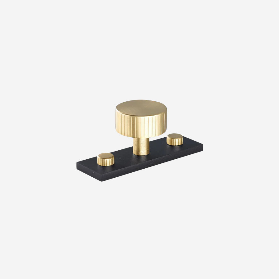 MIX Straight Knurled Cabinet Knob & Backplate - Split Finish