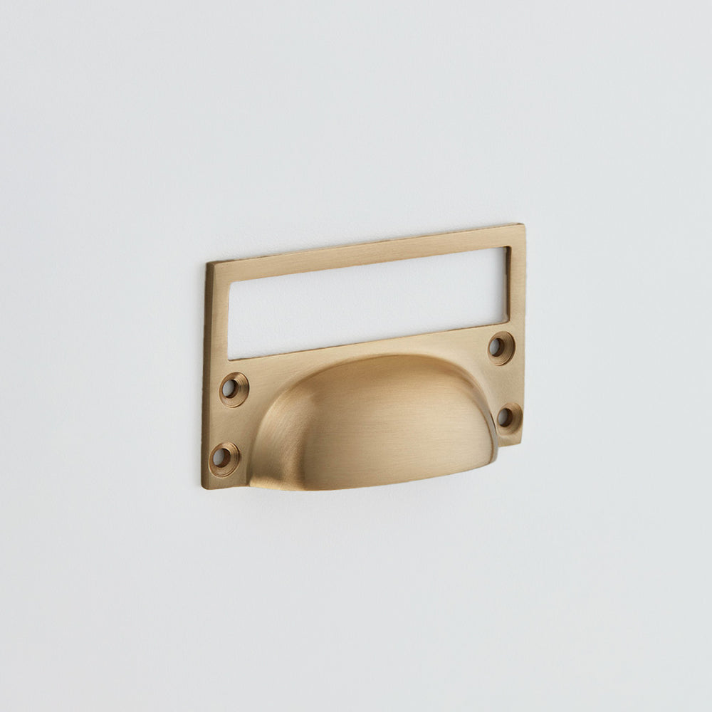 Cast Cabinet Drawer Pull with Card Frame