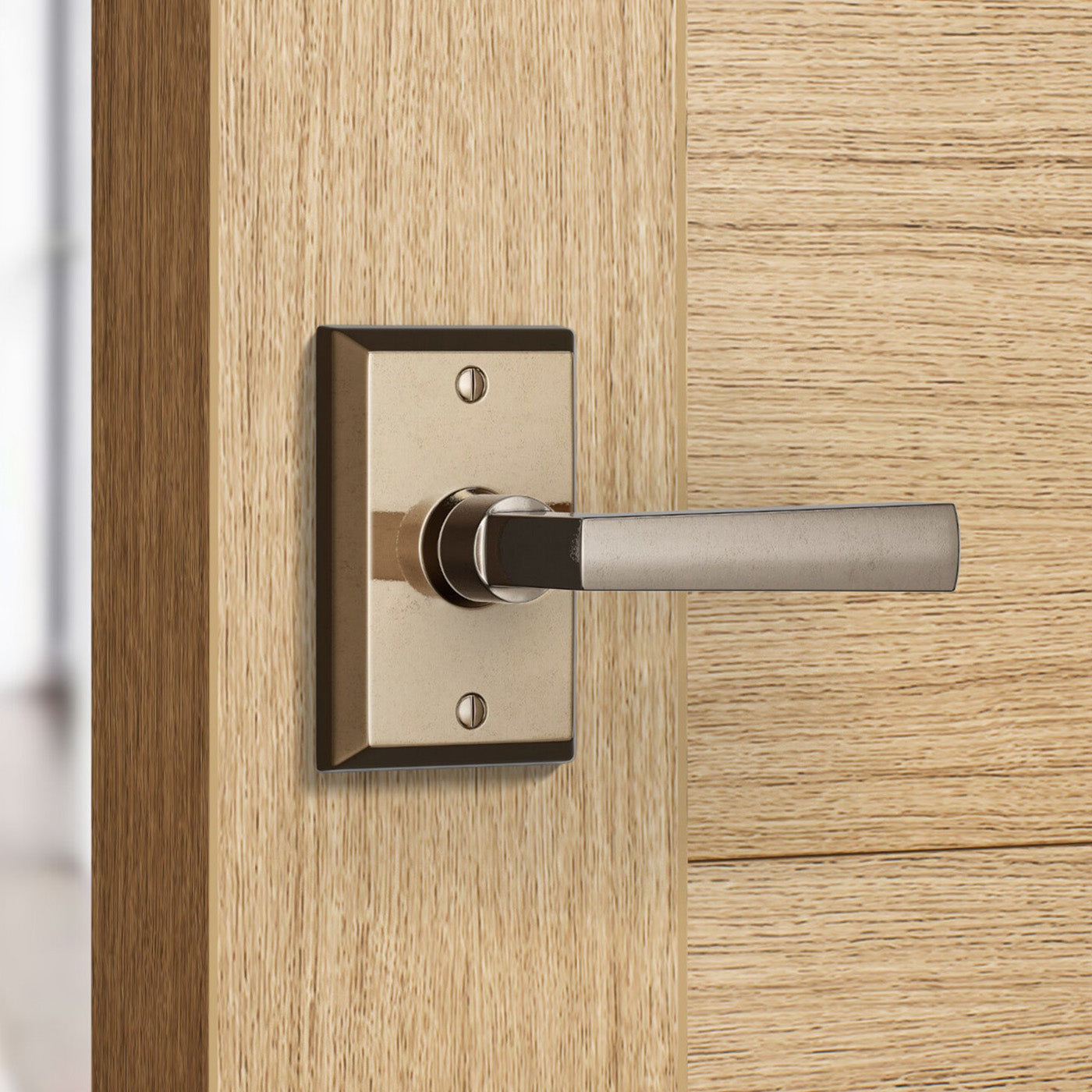 Builder Series Rectangular Reed Door Lever Set