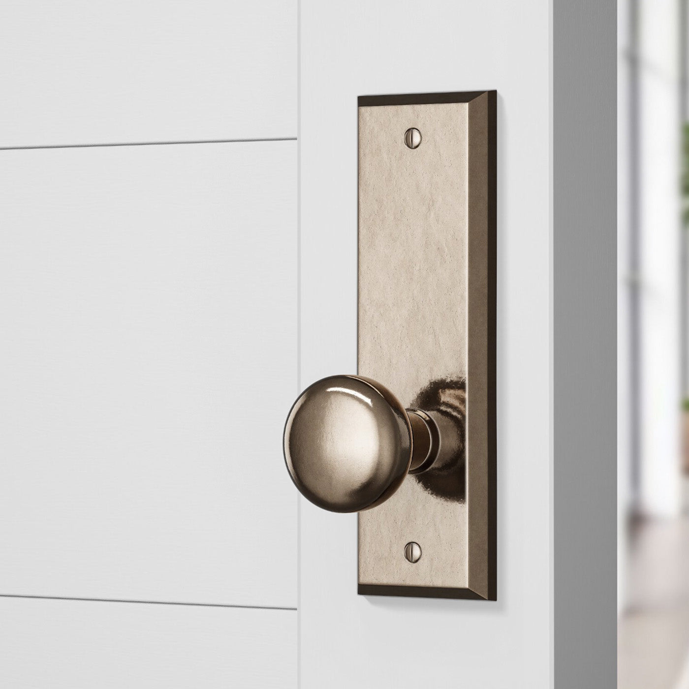 Mushroom Door Knob on Rectangular Escutcheon