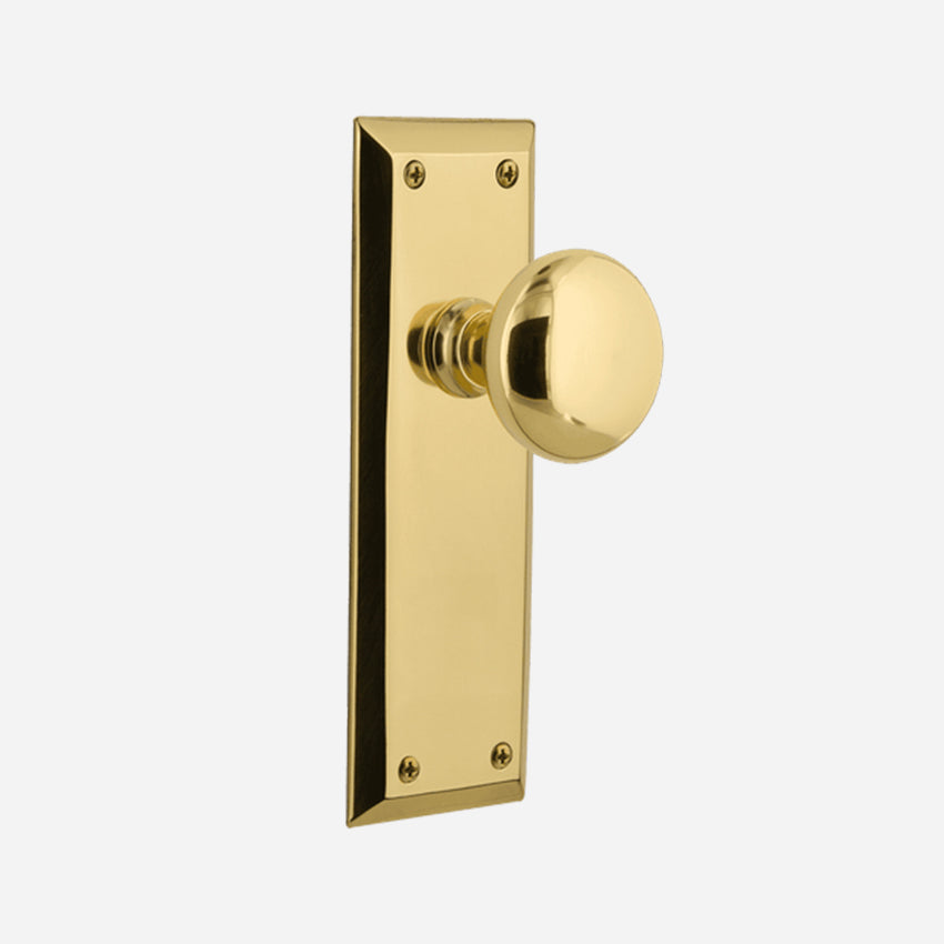 New York Long Plate Door Knob Set