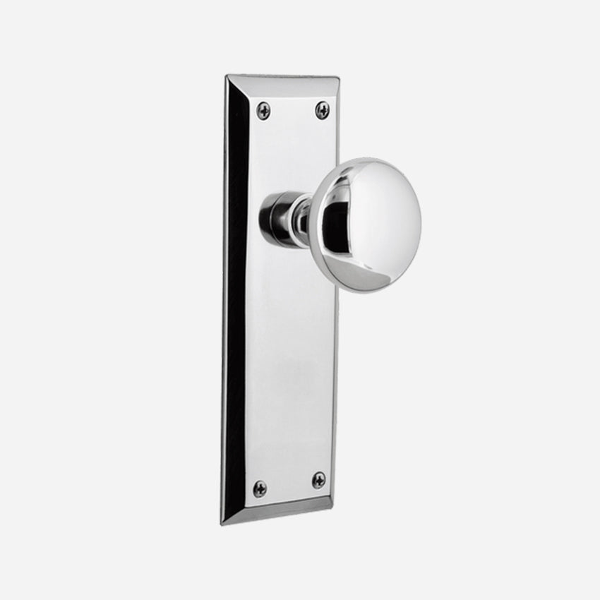 New York Long Plate Door Knob Set