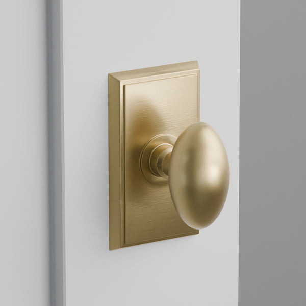 Egg Door Knob on Rectangular Rosette