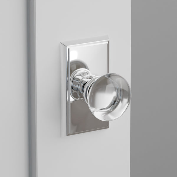 Glass Providence Door Knob on Rectangular Rosette