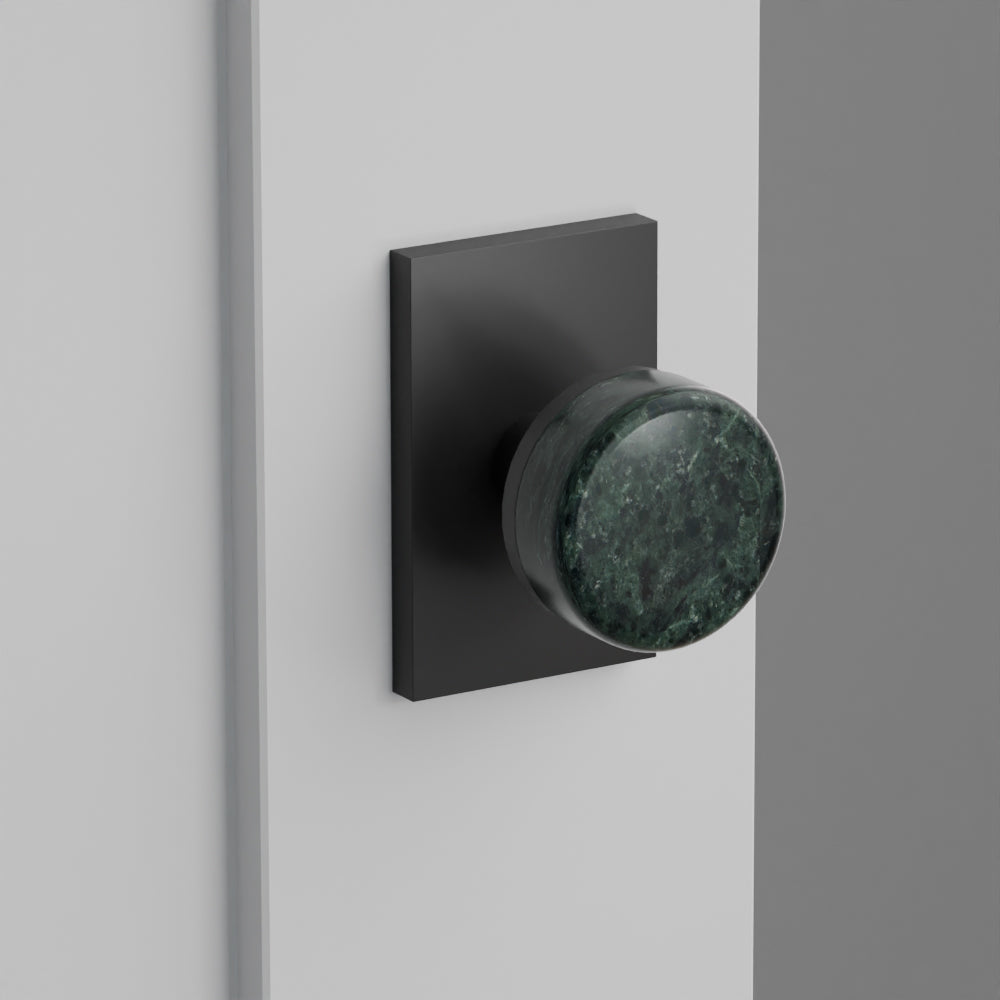 Green Marble Door Knob on Modern Rectangular Rosette