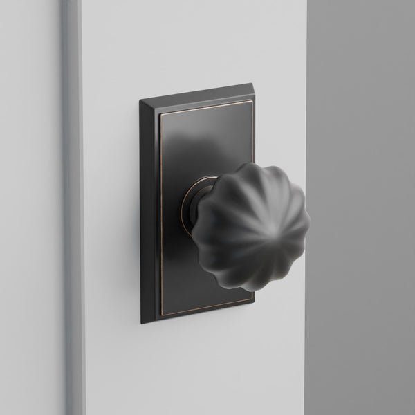 Melon Door Knob on Rectangular Rosette