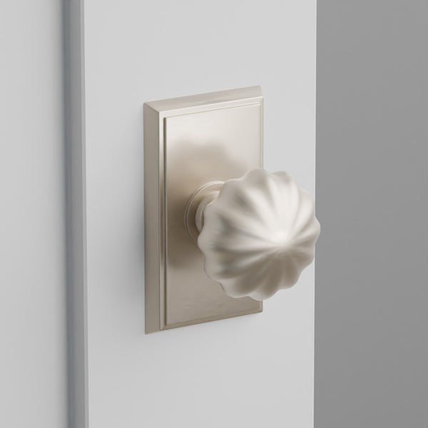 Melon Door Knob on Rectangular Rosette