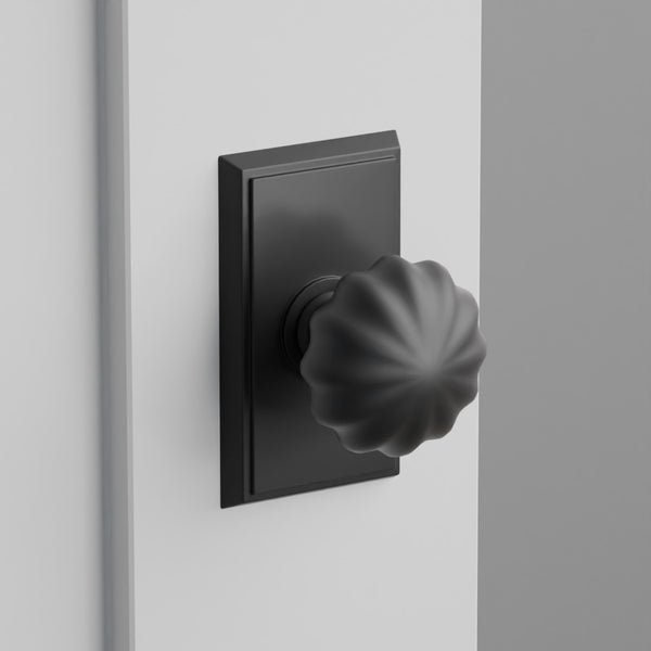Melon Door Knob on Rectangular Rosette