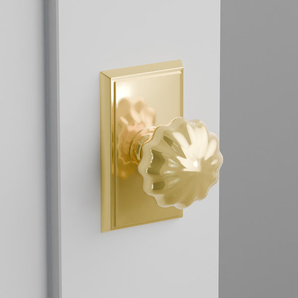 Melon Door Knob on Rectangular Rosette
