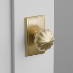 Melon Door Knob on Rectangular Rosette