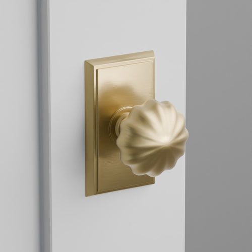 Melon Door Knob on Rectangular Rosette