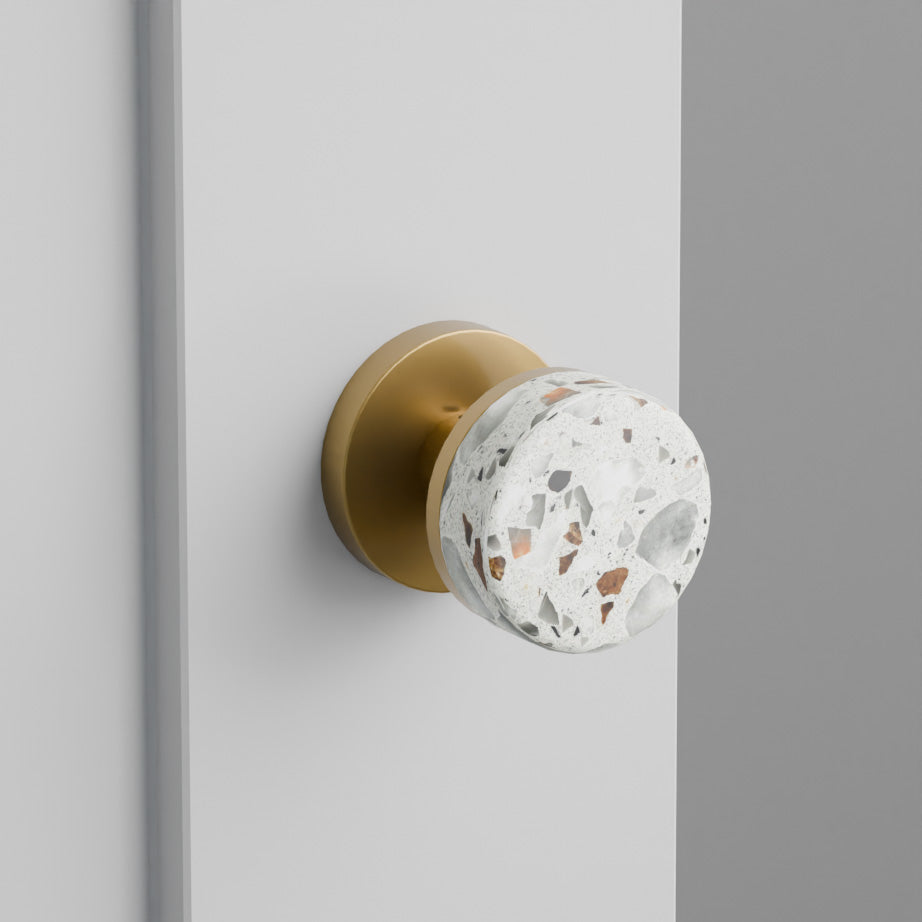 Light Terrazzo Door Knob on Disk Rosette