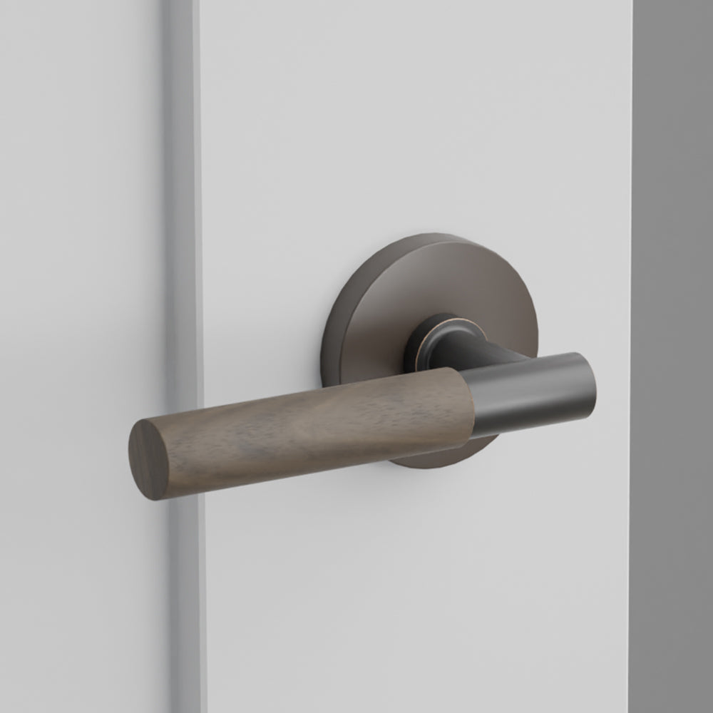 Walnut Door Lever with Disk Rosette