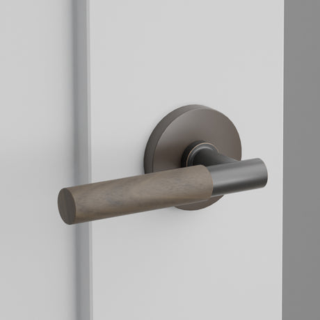 Walnut Door Lever with Disk Rosette