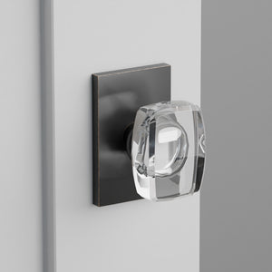 Windsor Crystal Door Knob on Modern Rectangular Rosette