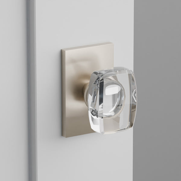Windsor Crystal Door Knob on Modern Rectangular Rosette