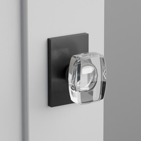 Windsor Crystal Door Knob on Modern Rectangular Rosette