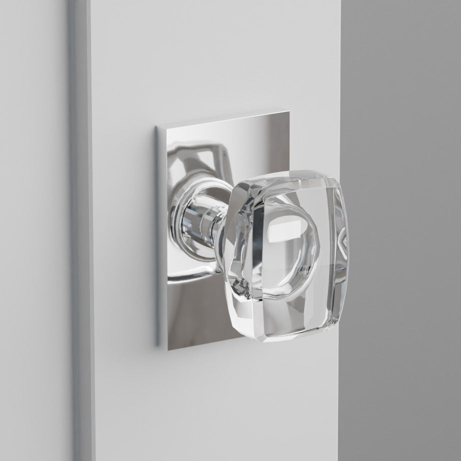 Windsor Crystal Door Knob on Modern Rectangular Rosette