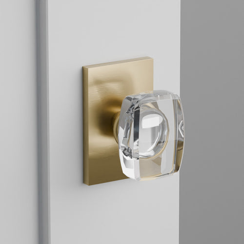 Windsor Crystal Door Knob on Modern Rectangular Rosette