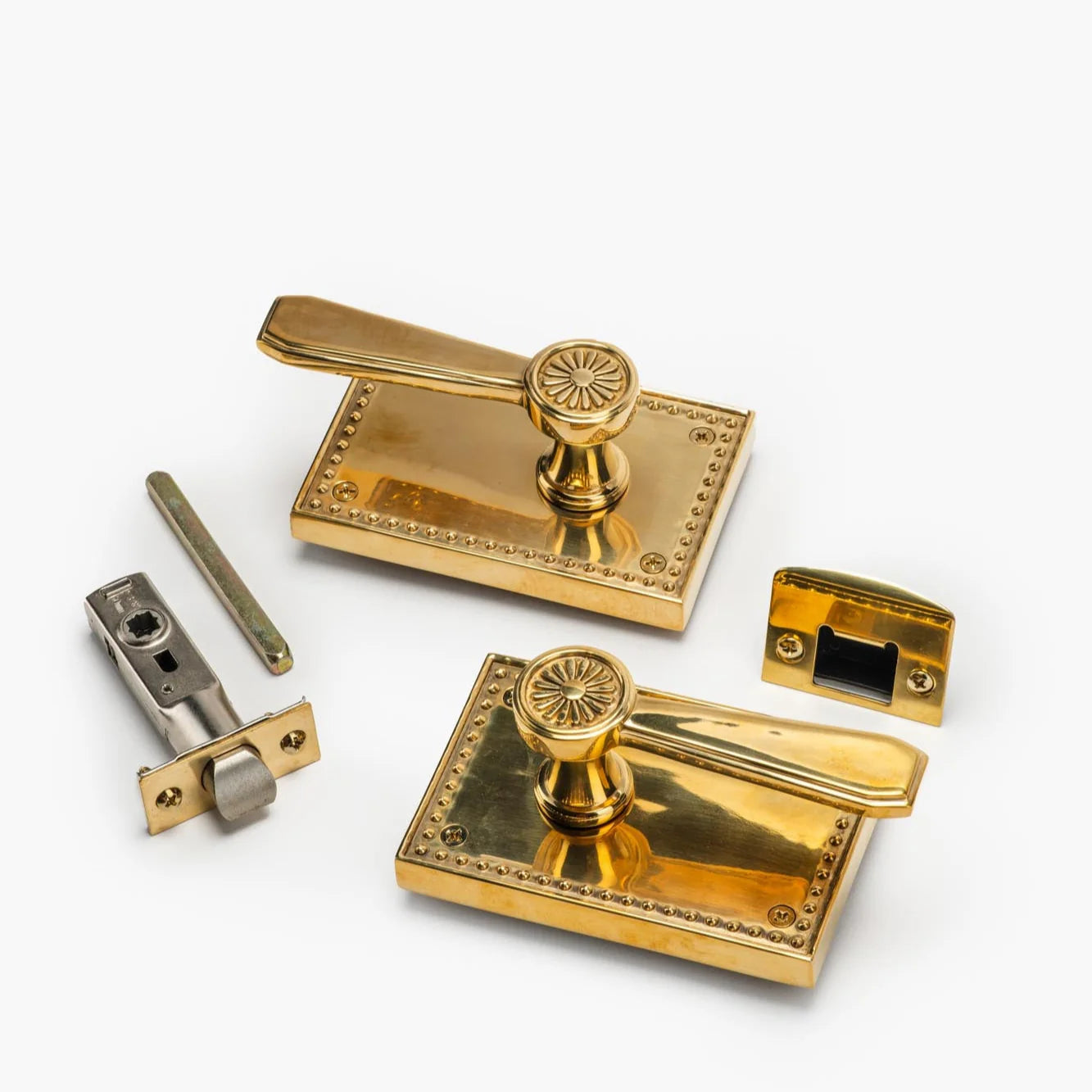 Louis Horizontal Passage Brass Door Lever Set
