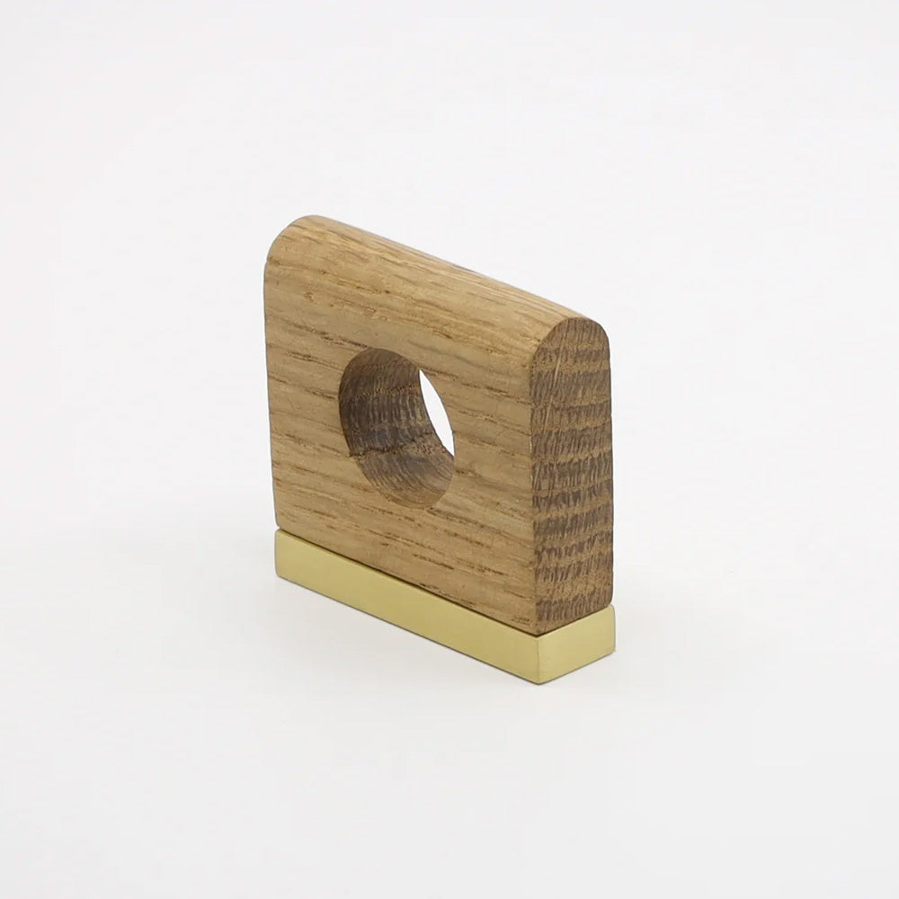 Aperture Oak Wood Cabinet Pull with Backplate