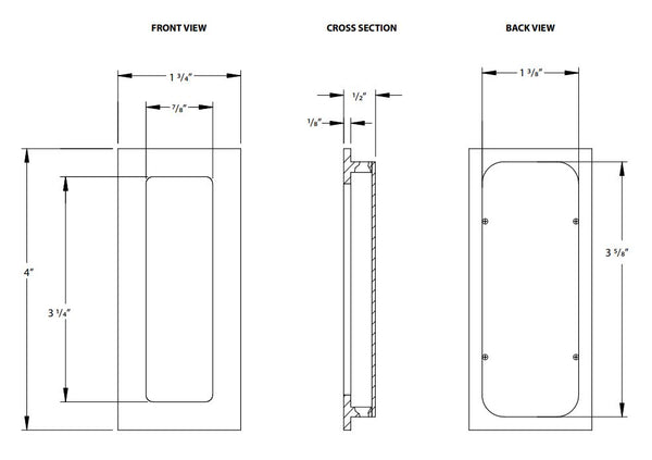 4" Rectangular Flush Pull